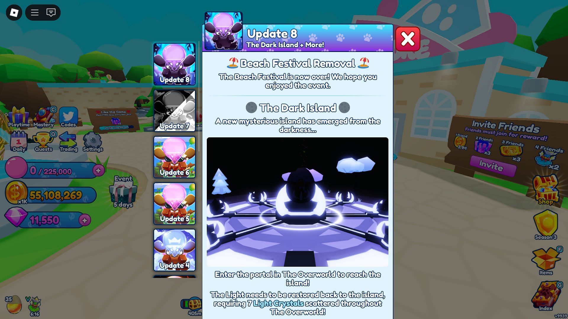 In-game update log (Image via Roblox)